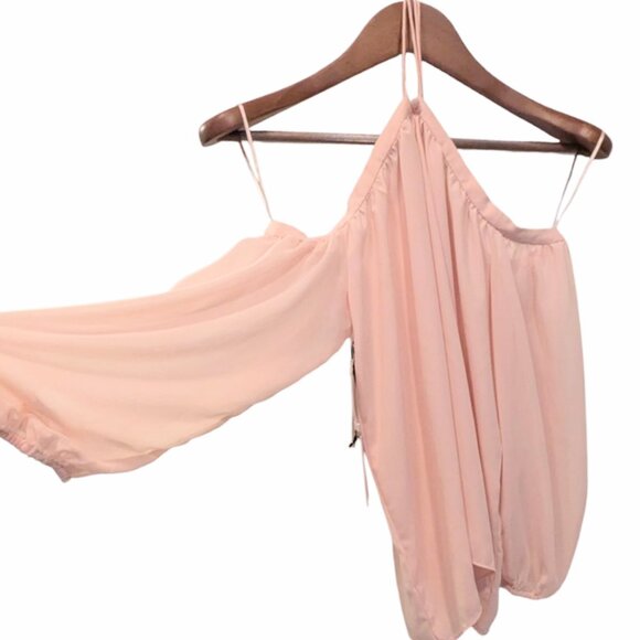 1 State NWT XXS Off Shoulder Halter Neck Blouse Top Blush Pink - Picture 3 of 6
